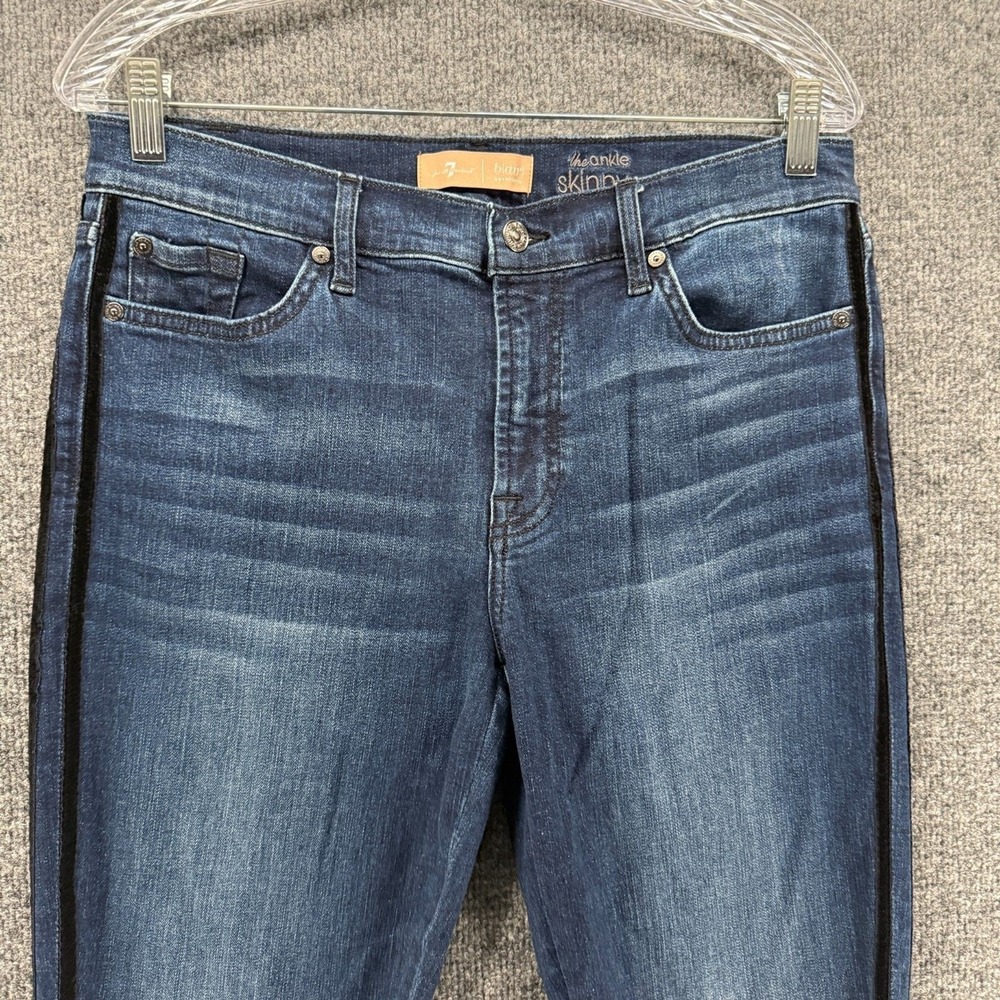 7 for All Mankind Jeans Womens 31 Blue Bair Ankle Skinny Mid Rise Stretch Denim - Picture 2 of 11
